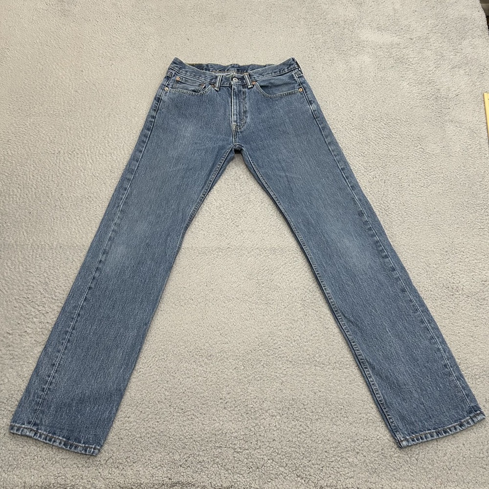 Levis Jeans Mens 31x34 Blue Denim 505 Regular Straight American Work Wear Adult
